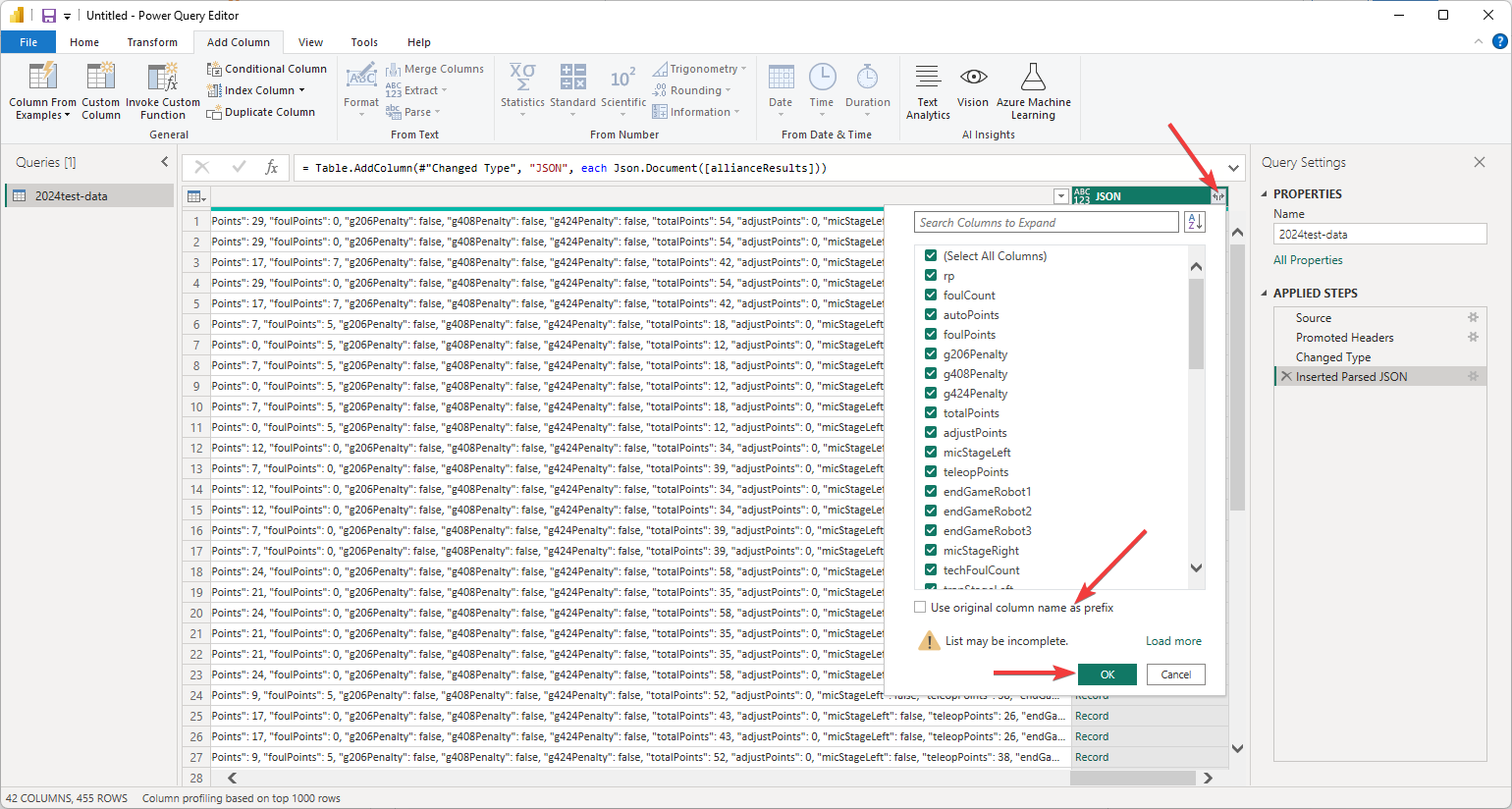 Expand the one column into separate columns.